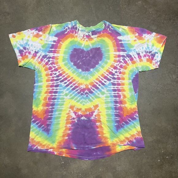 Vintage 80s Tie-Dye Blank Heart T-Shirt - Picture 1 of 4